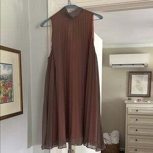 BB Dakota Brown Pleated Mini Dress for Wedding Guest